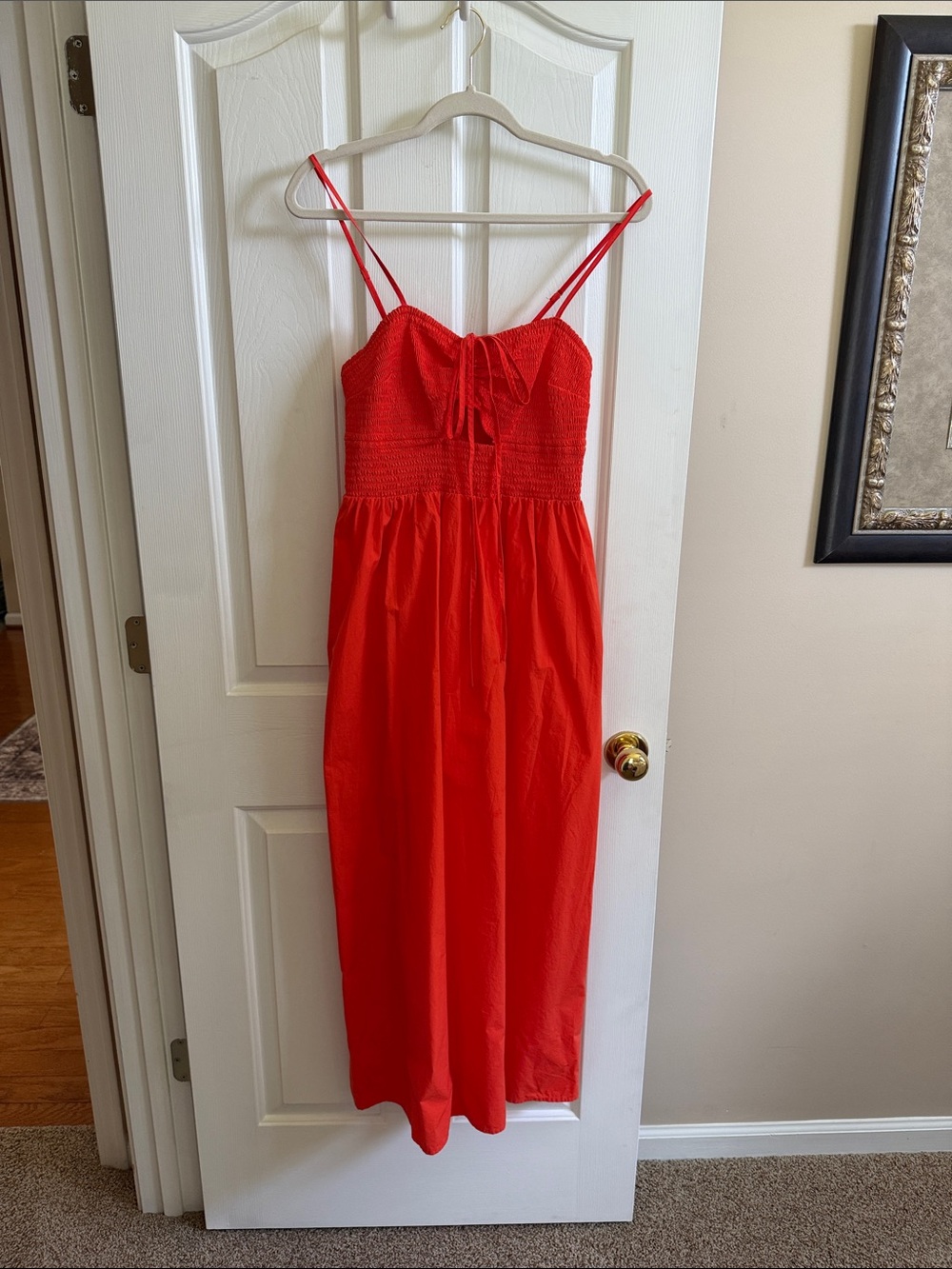 🌸 Universal Thread:  Red Smocked Midi Sundress with Ties